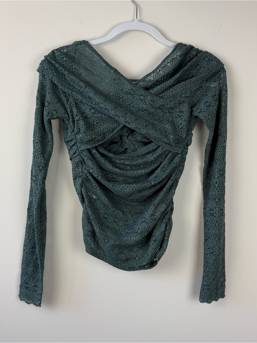 Free People Hold Me Close Green Lace Top - Picture 4 of 6